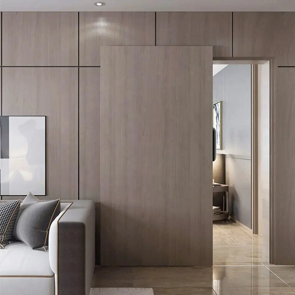Factory Wholesale Invisible Sliding Door Smart Interior Solid Wood Doors for Living Room