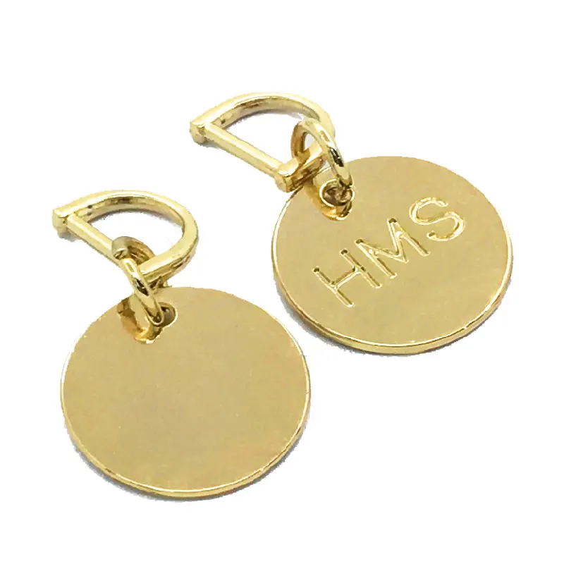 Clothing Brand Luxury Waterproof Circle Custom Logo Tags Label Golden Metal Plates For Swimwear
