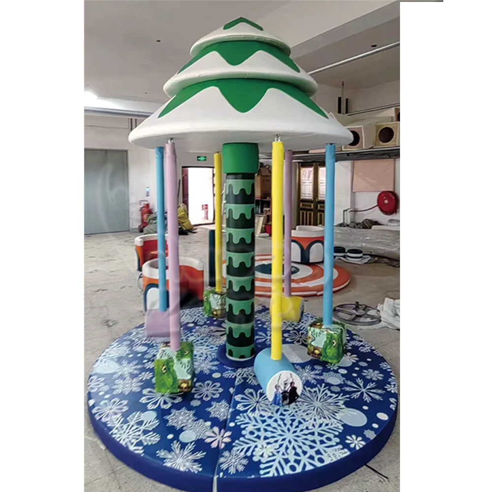 Wholesale kids indoor play area coconut tree theme electric carousel merry go round soft play equipment for indoor playground