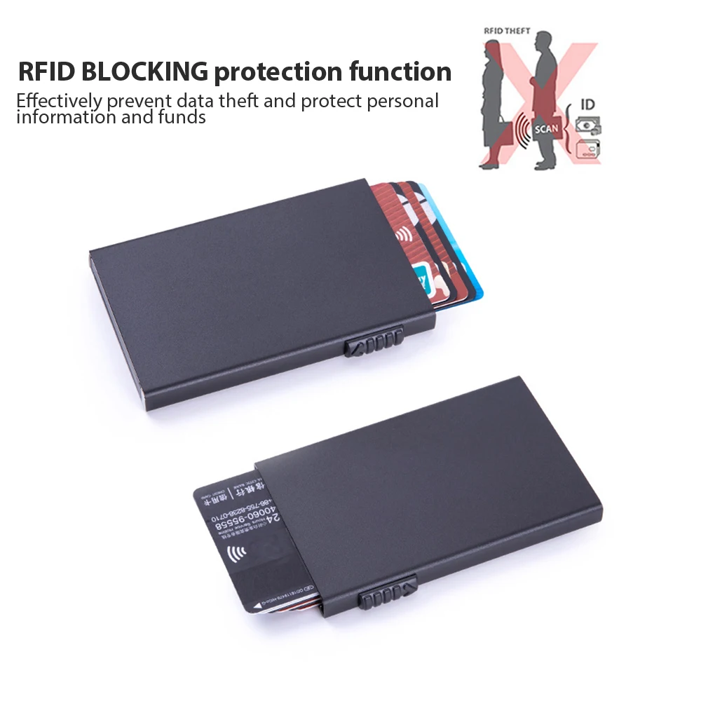 Wholesale RFID Anti-Theft Smart Wallet with Thin ID Card Holder and Durable Solid Metal Credit Card Holder for Men