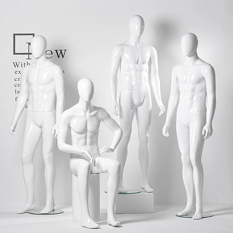 Wholesale Luxury Glossy White Fashion Manikin Dummies White Plastic Male Mannequin Full Body for Luxury Suits