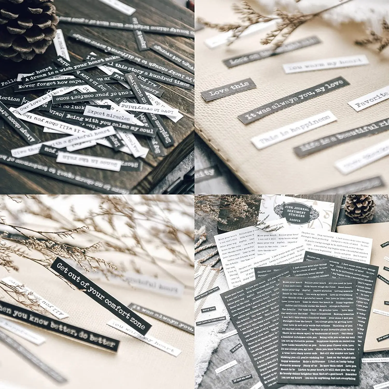 Small Talk Stickers Journal DIY Phrase Word Vintage Scrapbook Quote Stickers for Journaling