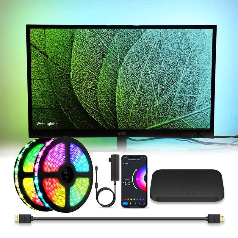 WS2812B окружающего телевидении шт комплект для устройств HDMI мечта монитор 4K HD отображение на экране компьютера фонового освещения светодиодные полосы света полный набор 5V