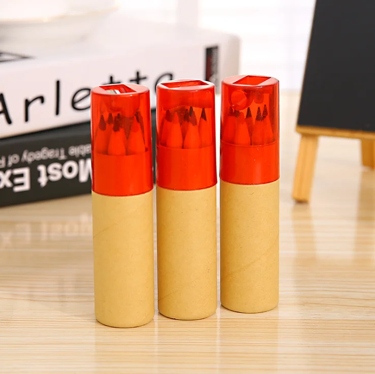 
Kraft Paper Tube Wrap Personalized Wooden Red Wax Carving Colored Pencils Bulk 