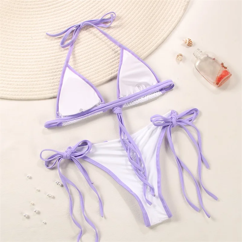 2022 Extremely Sexy Scrunch Back Thong Swimsuits Bikinis Custom Logo Micro Bathing Suits Swimwear for Women