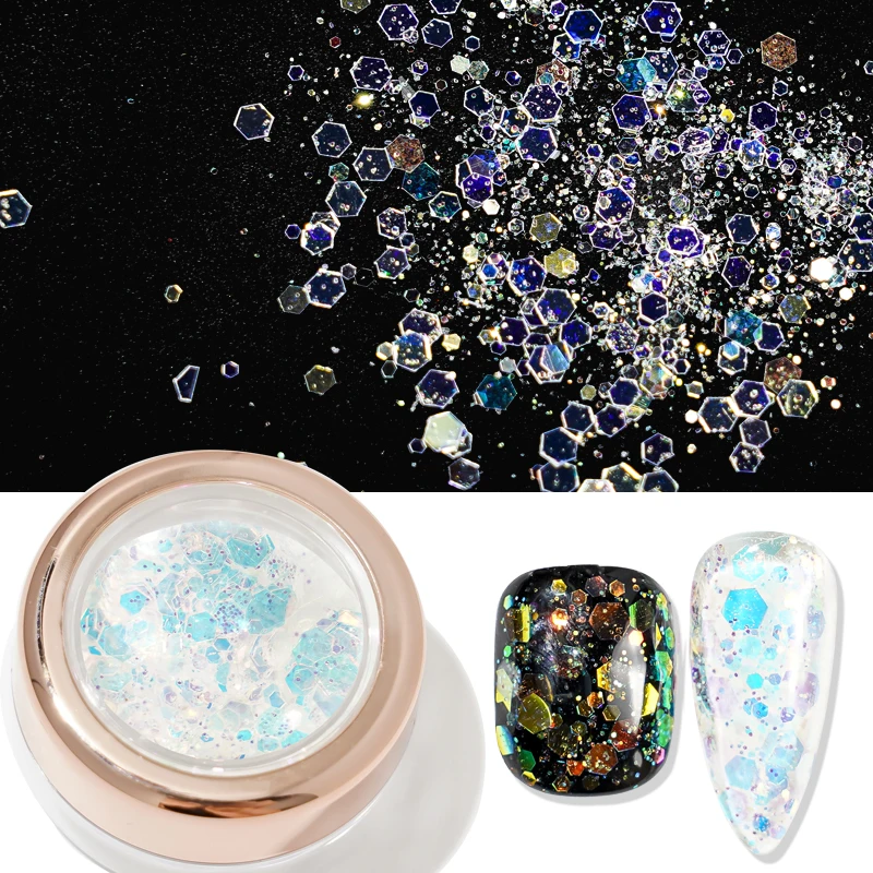 2022 New Best Sell 8 colors Aurora ice nail art flakes glitter sequins of Nail Art Decoration Nail Pigment Flakes