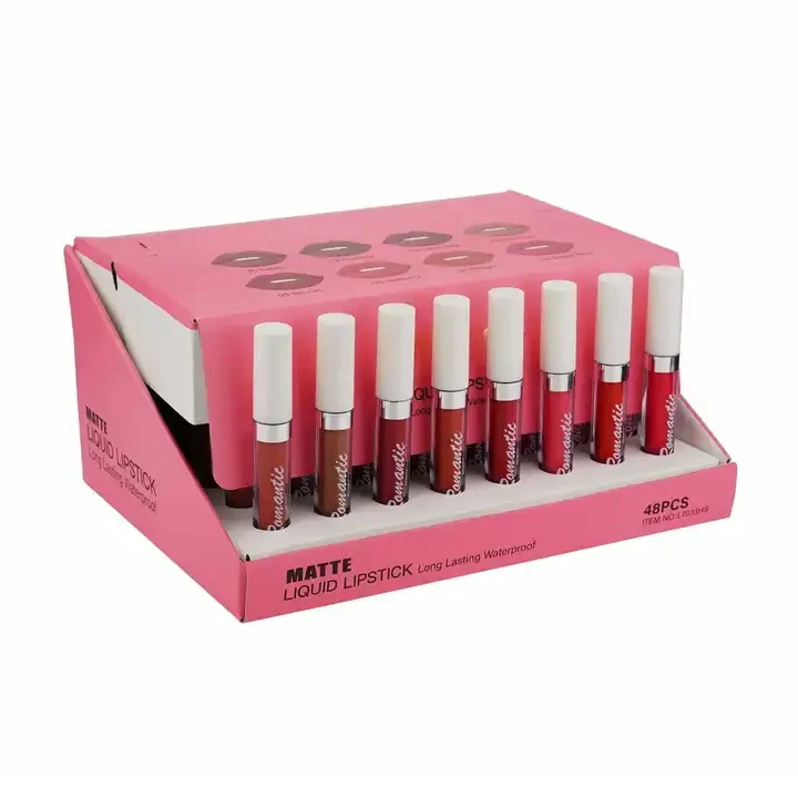 Shop pop cardboard countertop stationery series pencils lipstick display rack small PDQ paper pen display box with LCD screen