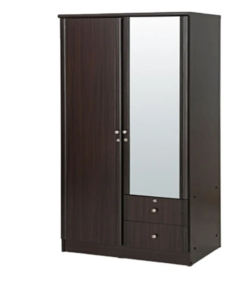 Wooden 2 Door Wardrobe with Mirror MDF Board Closet Wardrobe Bedroom Furniture Modern Design Furniture