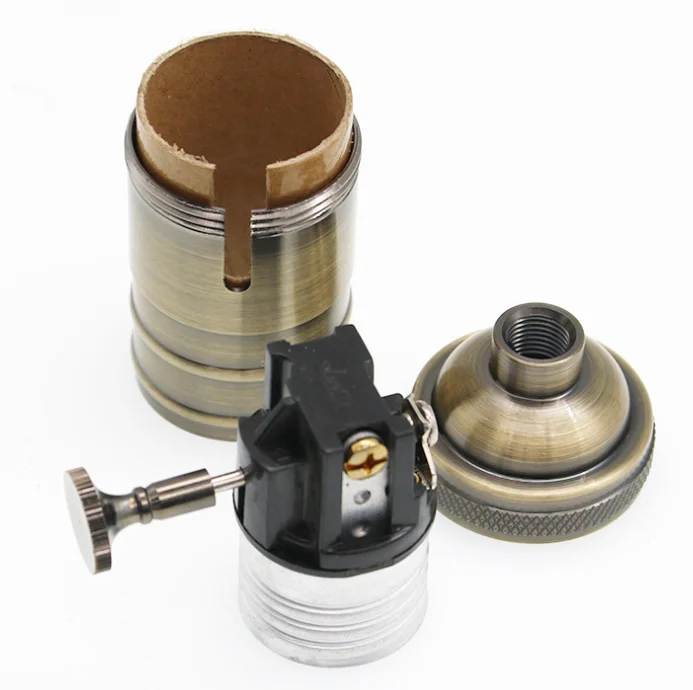 Antique Red Copper Lamp Socket  for Edison Bulb Switch Aluminium Lamp Holder Vintage