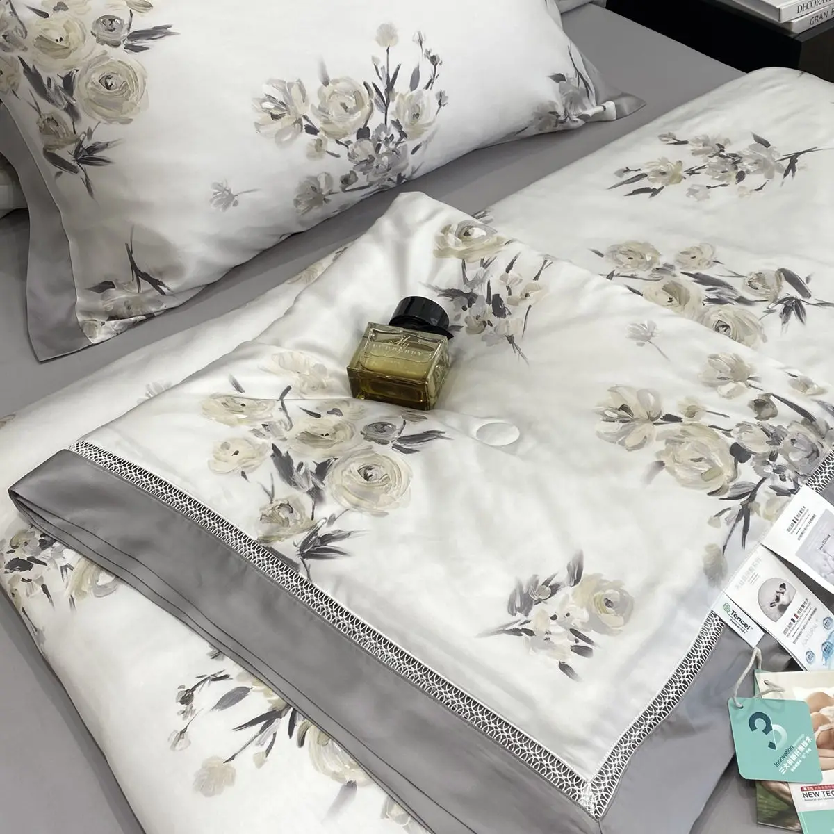 Luxury Wash Tencel Bedding sets Tencel Bed Sheet Summer Quilt Duvet Set Dubai Market