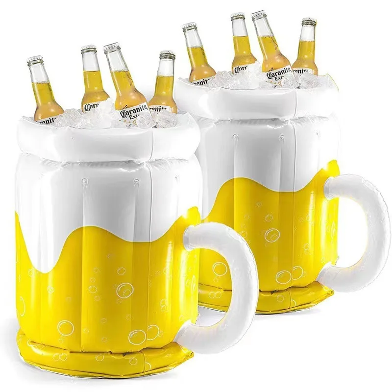 Outdoor Festival Party Flower Decoration Decor Drink Holder Pool Tray Pvc Inflatable Floating Pub Bar Cooler Ice Bucket