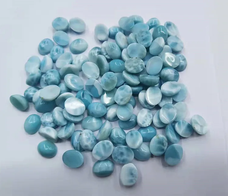 Wholesale Natural Smooth Charm Gemstone Larimar Oval Cabochon For Jewelry Making