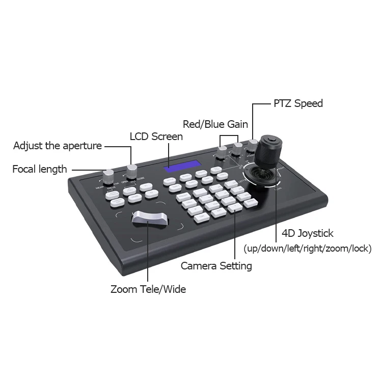 DAIPU-CK103 OEM ODM IP PTZ Video Conference Camera Control Visca-ONVIF PELCO 4D Joystick Controller for Live Events Broadcasting