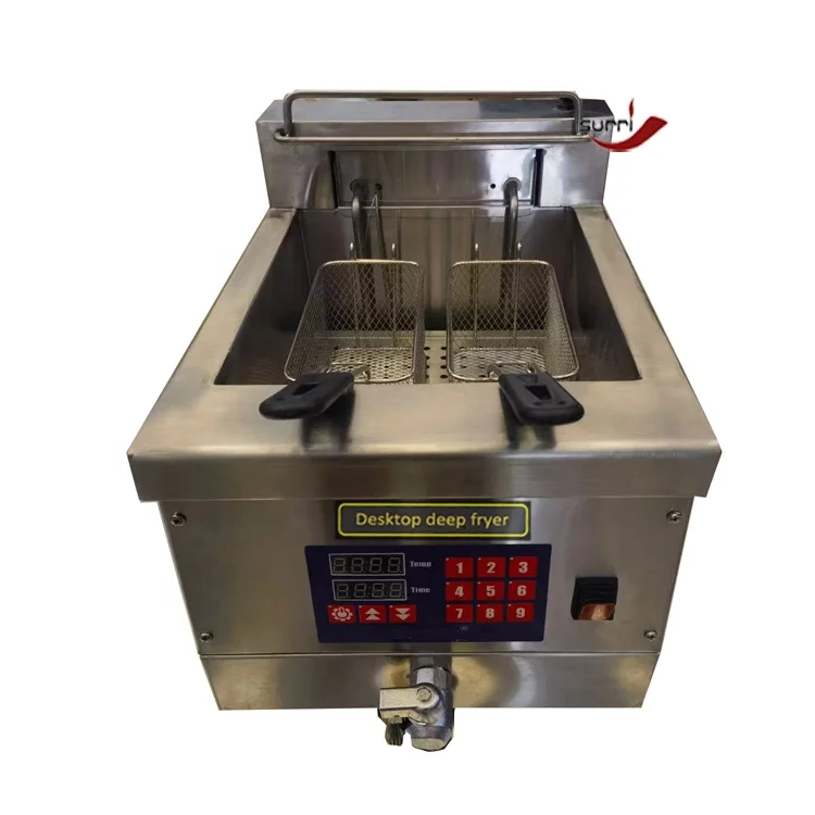 SURRI new type small desktop mini automatic lifting electric deep fryer for shop