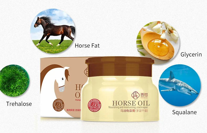 Оптовая продажа Amazon, Лидер продаж, питательный увлажняющий Восстанавливающий отбеливающий крем для ног с конским маслом для сухой потрескавшейся кожи ног