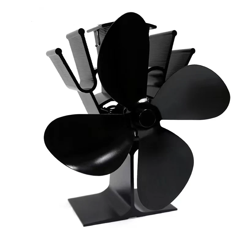 4 Blade Heat Powered Stove Top Fan, Eco Log Burner Fan