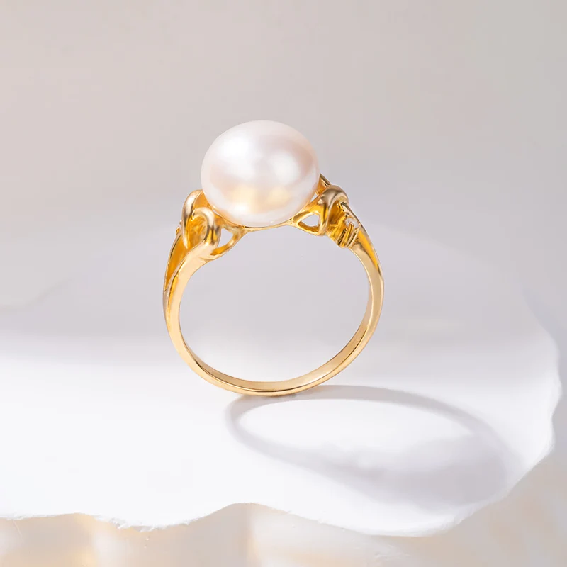 Simple Stackable Dainty Cubic Zirconia Engagement Ring Womens Wedding Chunky Adjustable Pearl Rings for Women Sterling Silver