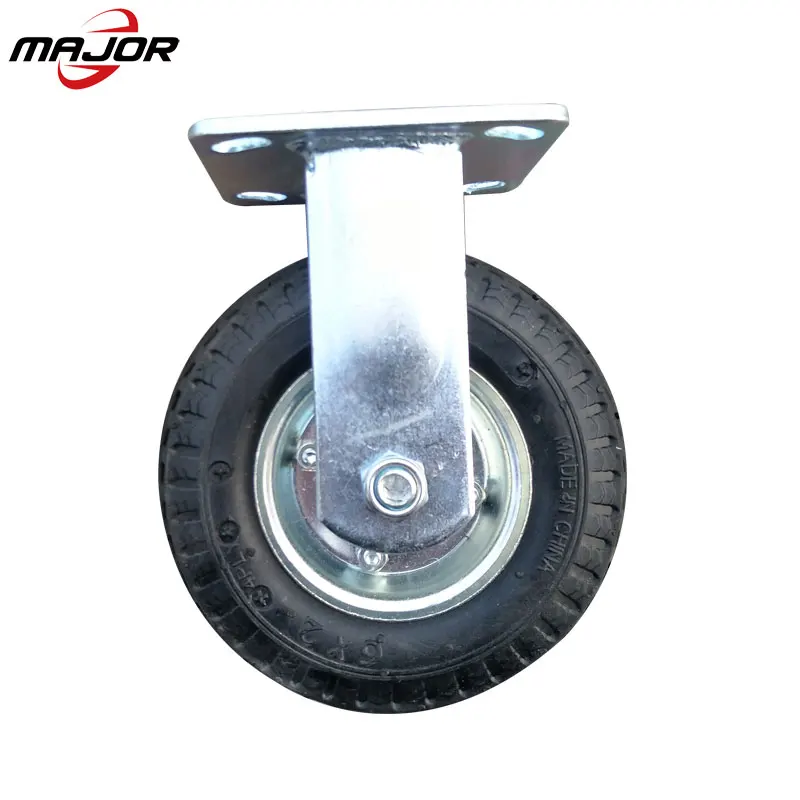 6 inch pneumatic inflatable rubber fixed swivel rigid caster wheel for hand truck