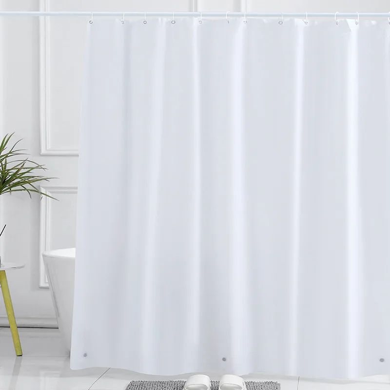 Bathroom shower curtain waterproof PEVA with magnet pure white color shower curtain liner