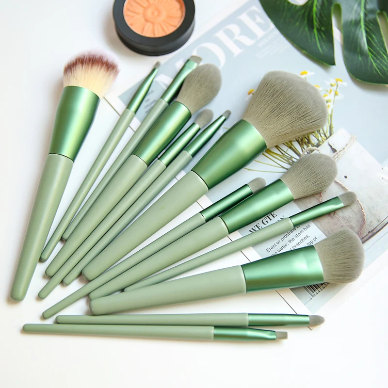 Профессиональные кисти для макияжа, 13 шт., набор кистей для макияжа, с высококачественной синтетической основой, кисть для растушевки лица, пудра, румяна