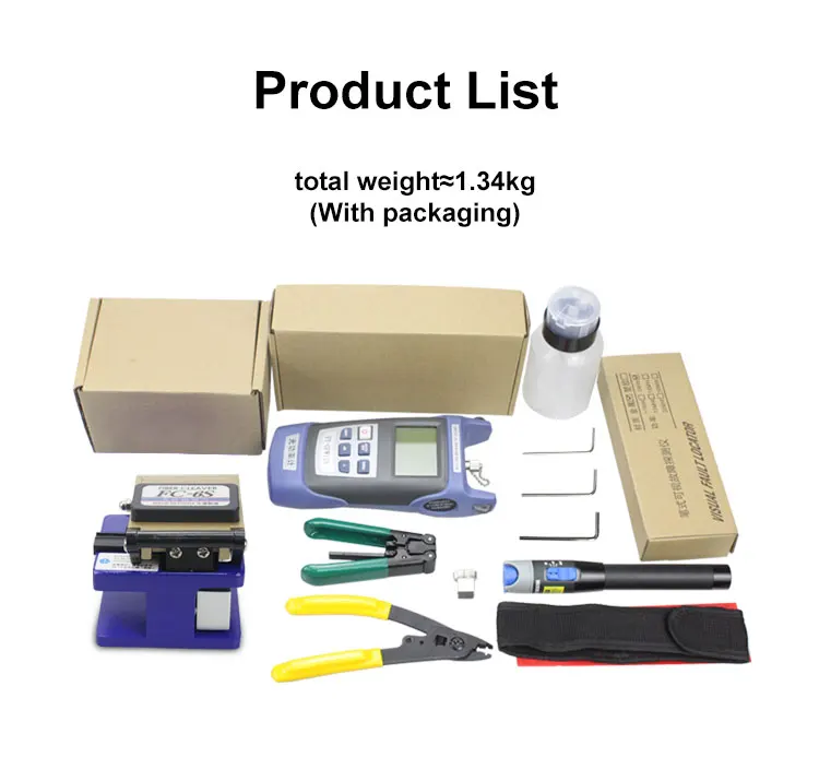 
Good Price Fiber Optic Power Meter FC-6S Cleaver Visual Fault Locator FTTH Outdoor Fiber Cold Cut Kit Fiber Optic Tool Kit 