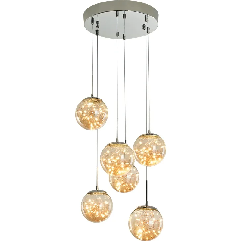 Indoor Luxury Modern Creative Glass Lampshade Height Adjustable Chandelier & Pendant Light
