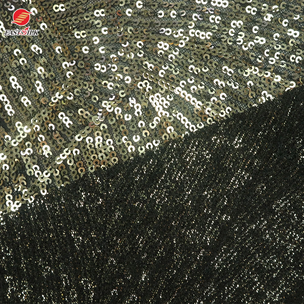 Manufacturer Wholesale cloth material polyester spandex luxury shiny stretch embroidered sequin fabric for dresses