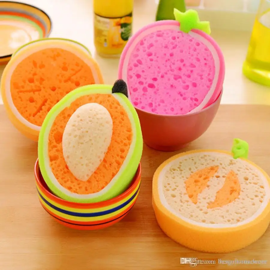 BONNO Fruit Shape Kitchen Cleaning Sponge Thick Dishwashing Sponge Multi Purpose leaning Tool Dish Scrubber Cleaning Supplies