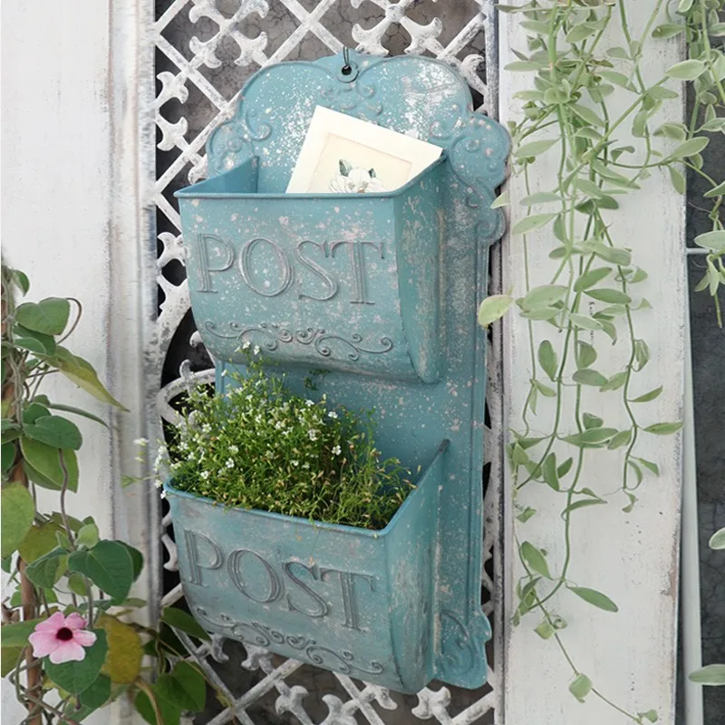Outdoor Wall Mounted Mailbox Metal Letter Box French Storage Box Home Decor Message