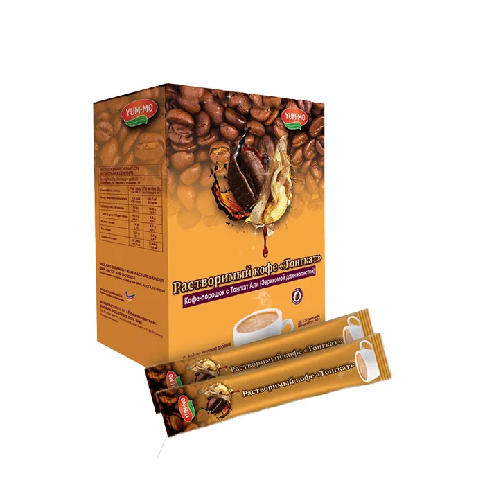 YUMMO Instant Tongkat Cafe Russian 20 пакетиков в коробке Готовый корабль! Крем сахар шоколад растворимый кофе порошок горький для похудения
