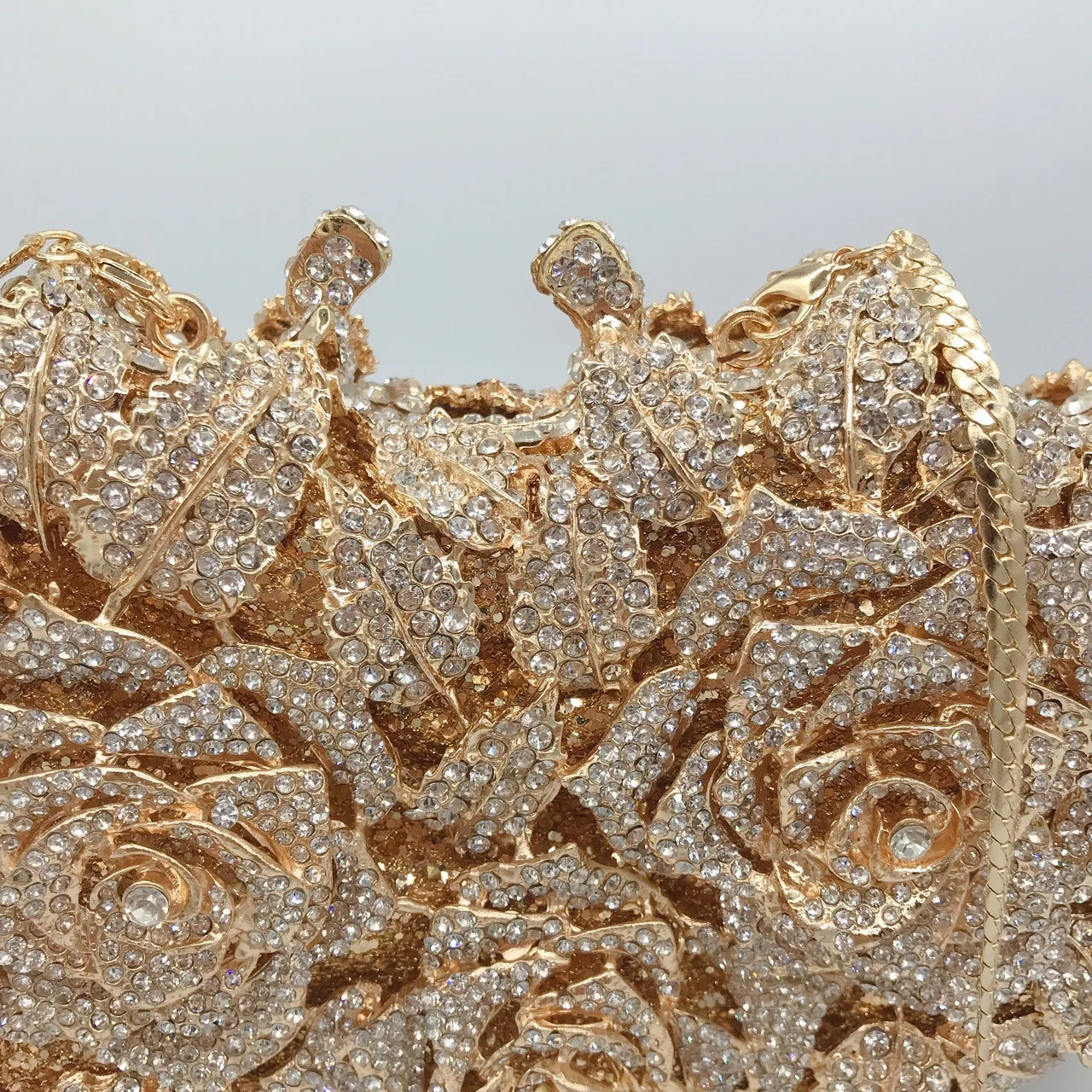 Hot selling Luxury Crystal Rose Wedding Dress Evening Bag Diamond Clutch Purse Handmade Bag Rhinestone Clutches