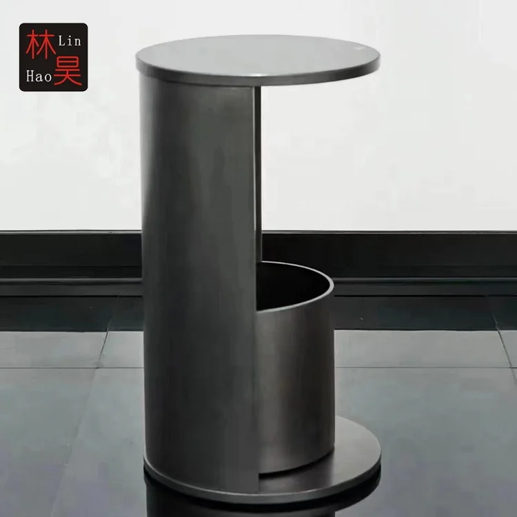 Customized round shape portable metal steel round high bar table for club pub