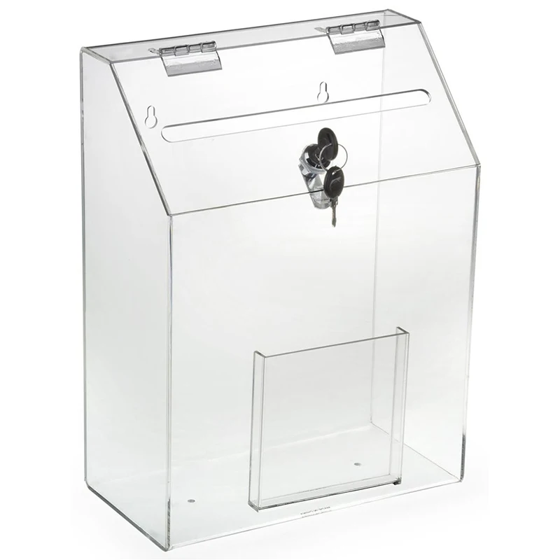 Wholesale Clear Acrylic Mailbox Wall Hanging Acrylic Letter Box with Lock Lucite Post Box Suggestion Box