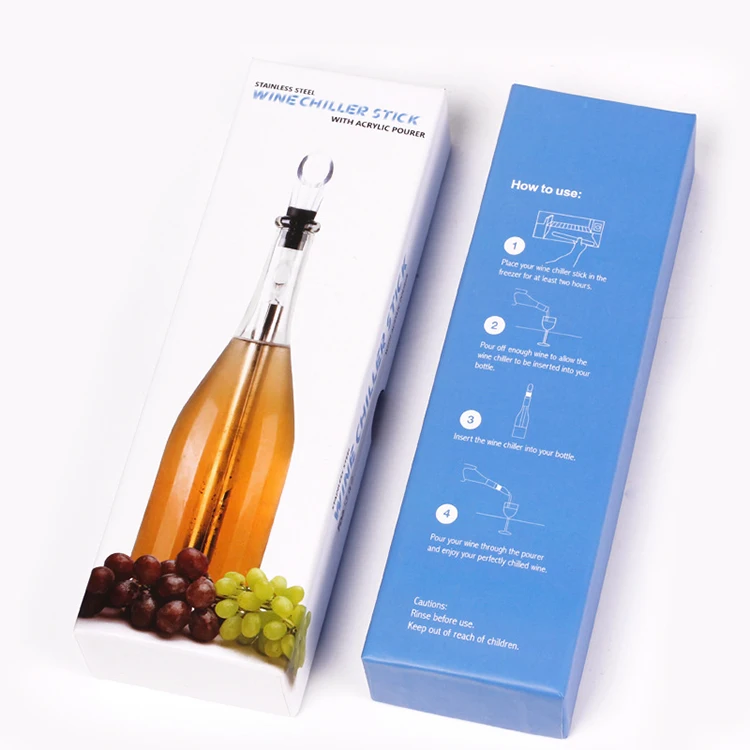 Wholesale Wine Accessories Gift Set Stainless Steel Bottle Cooler Chiller Stick with Acrylic Pourer