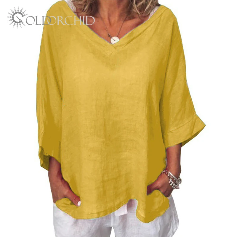 Wholesale yellow 80% linen womens gym long sleeve t shirt custom