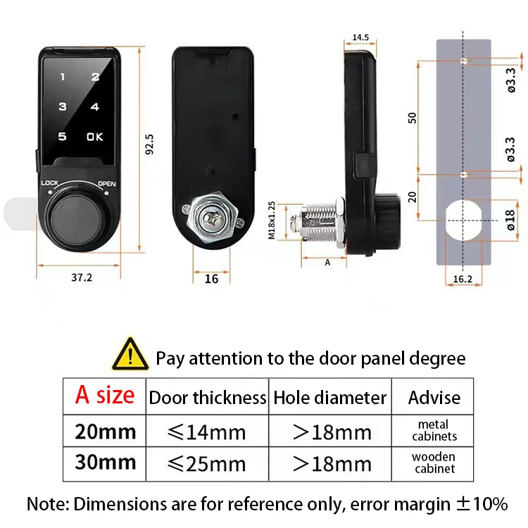 Electronic Keyless Digital Password Keypad Cam Smart Door Lock With Button battery CR2032