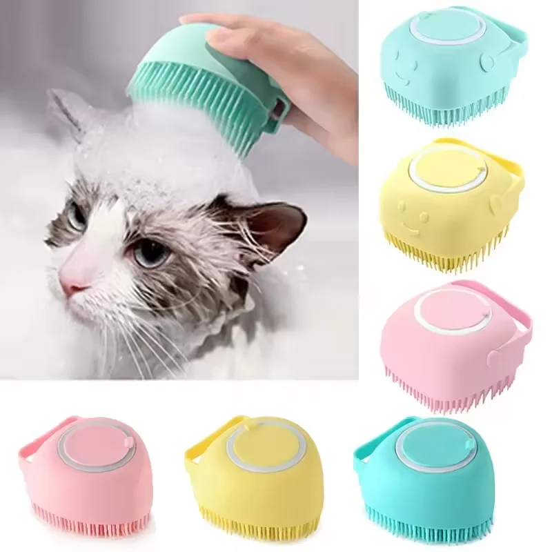 Pet Cat Shampoo Massager Cat Silicone Bath Brush For Dogs and Cats Shower Grooming