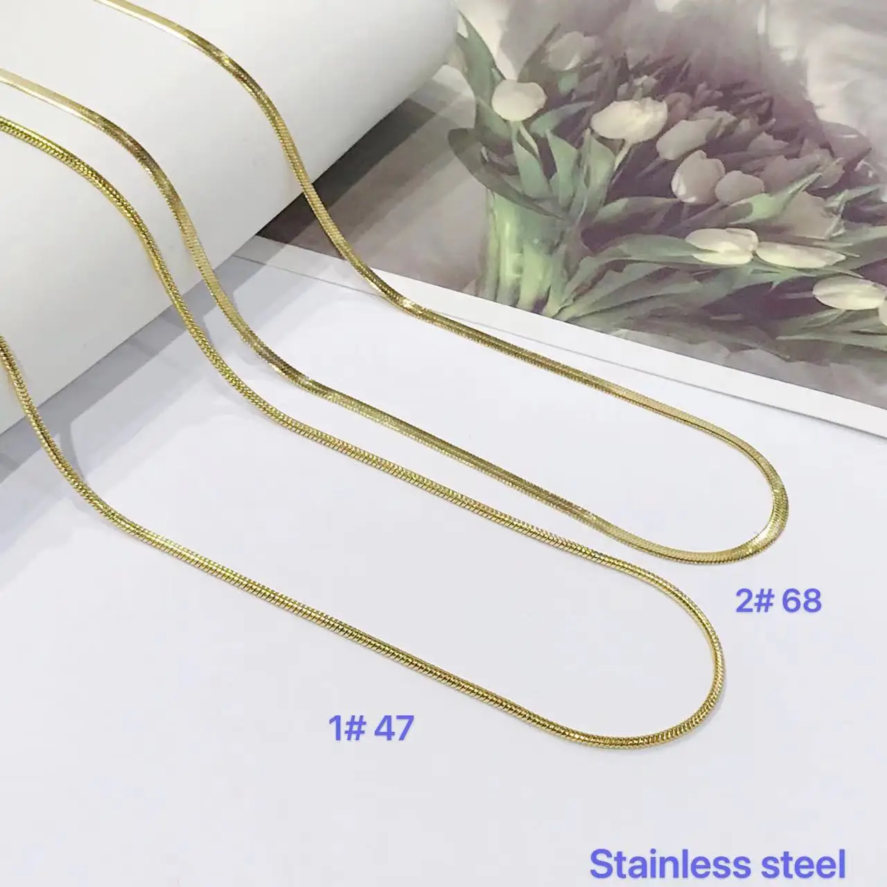 TTM XuPing 14k Gold Jewelry Wholesale Stainless Steel Flat Snake Chain Trendy Combination Double