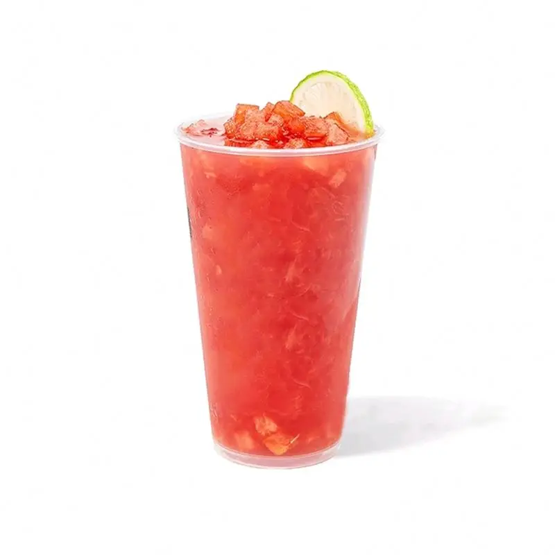 Oem/Odm Top Quality Transparent Pet Disposable Beverage  Pearl Milk Tea Plastic Orange Juice Jugo Cups With Doem / Flat Lids