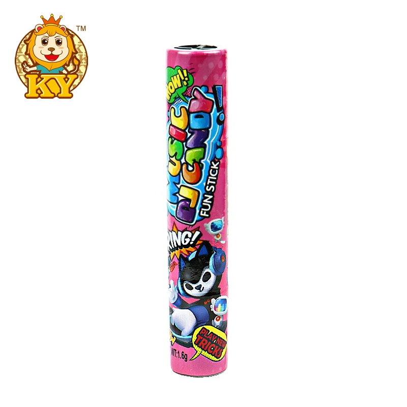 Wholesale plastic sound tube toy with fruity flavor compress candy for kids