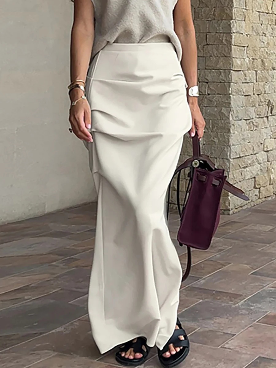 RedPeony Summer Wrinkled Irregular Split Pencil Skirts Y2K Women High Waist Bodycon Sexy Maxi Skirt High Street Long Skirts