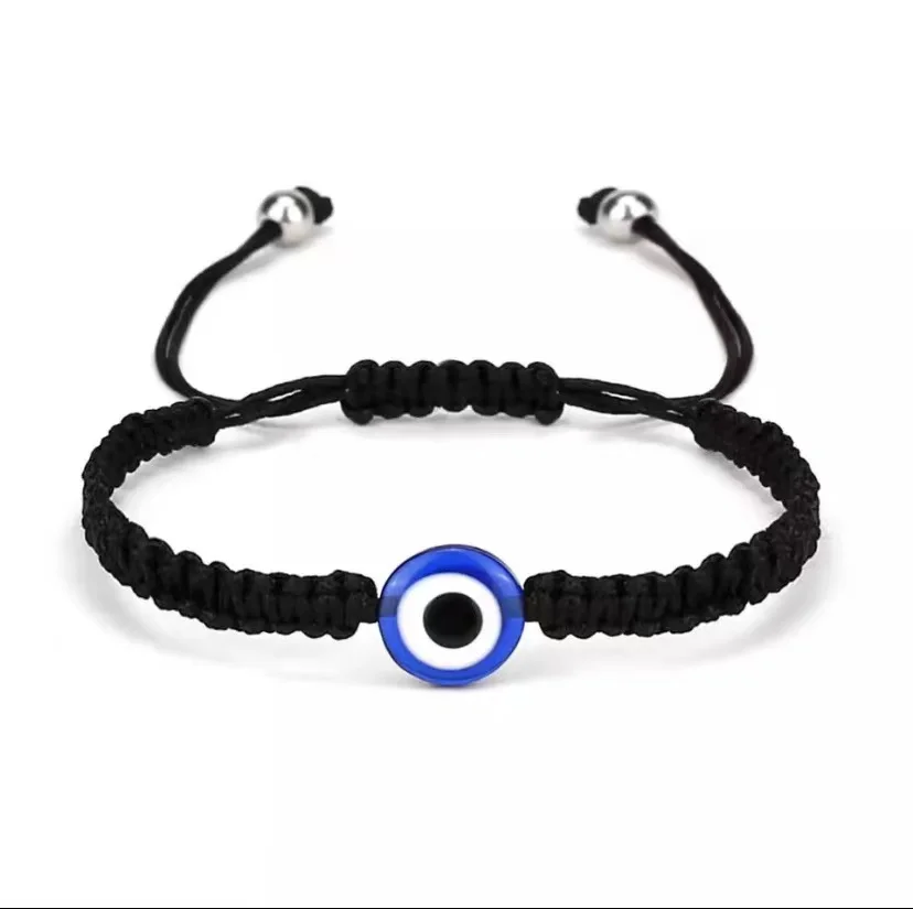 Low MOQ Round Beads Blue Eyes Evil Eyes Red Rope Bule Black Hand-woven Adjustable Bracelet Wholesale Bead Bracelet