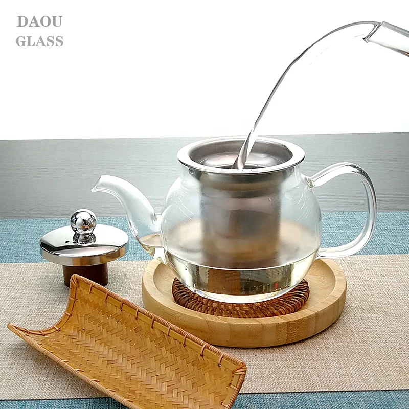 Factory supplier  21OZ high quality glass teapot with stainless steel strainer