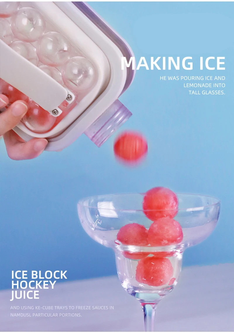 New Kitchen Silicone 17 Grids Ice Cube Molds Hockey Cold Water Ice Ball Maker 2 In 1 Portable Creative Ice Bottle