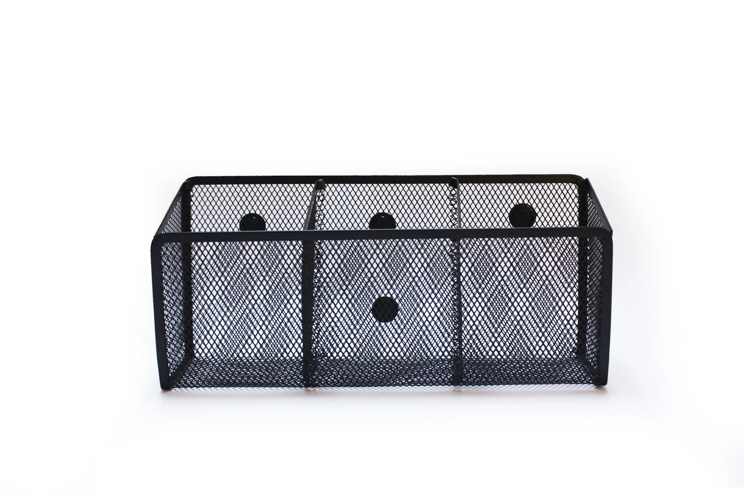 Metal Magnetic Mesh Pencil Holder Magnetic Holder With 3 Compartments