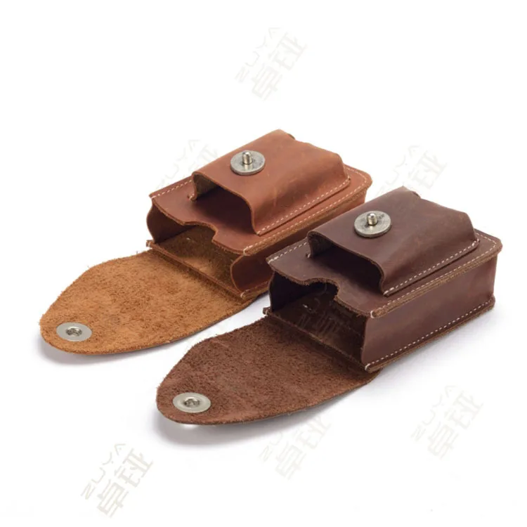 Crazy Horse Leather 20pcs Cigarette Case Genuine Leather Cigarette Cover With Pouch Lighter Holder for Gifts