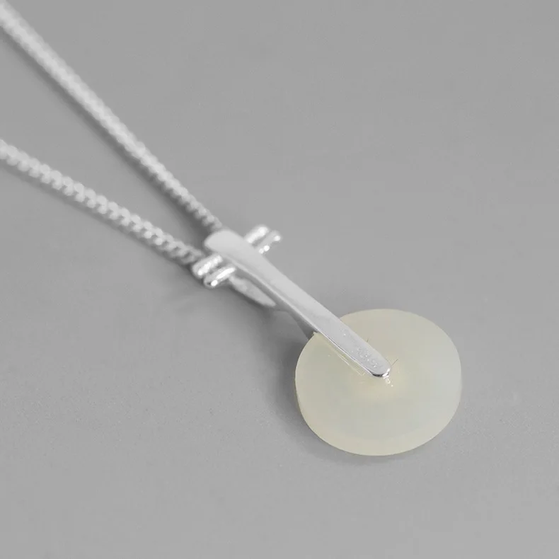 925 Sterling Silver Classical Instrument Jade Pendant Fashion Charms Silver Jewelry