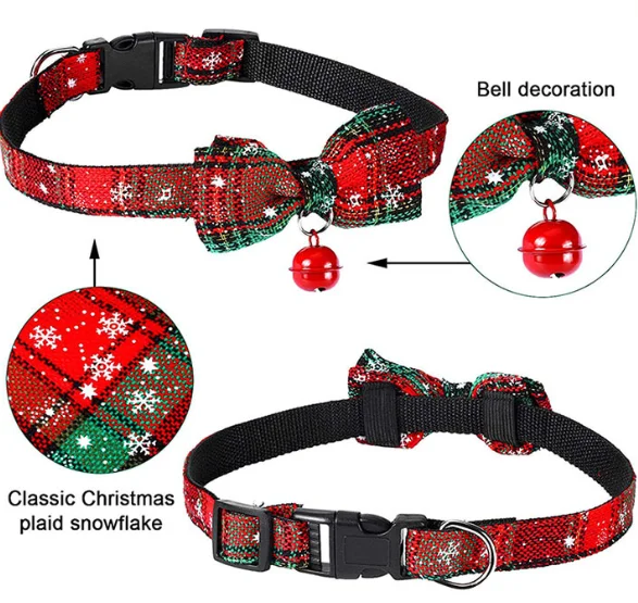 Dog Christmas Supplies Include 1 Christmas Bow Tie 1 Pet Scarf for Small to Medium Dogs and Cats or Dogs