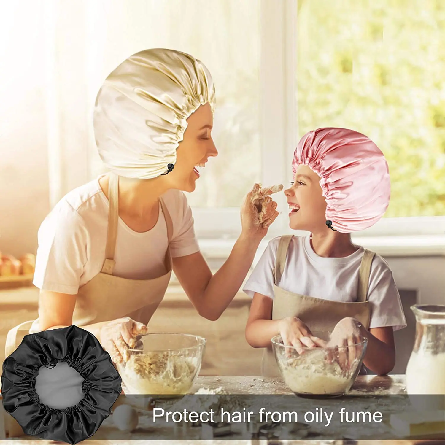 Многоразовая Водонепроницаемая Регулируемая моющаяся большая шапка для душа для девочек, Удобная шапка для душа с микрофиброй