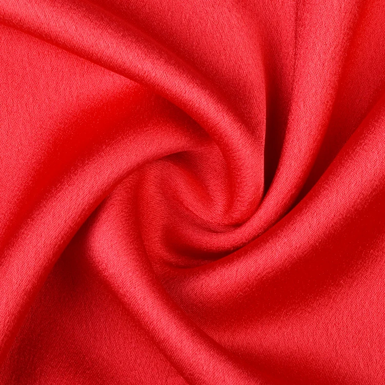 High quality 50d 75d polyester fabric 100% polyester multiple colors red color crepe satin fabric for bride clothes